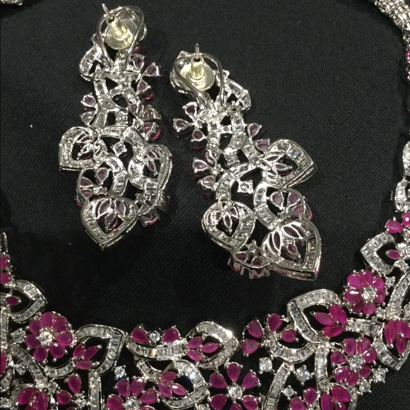 Indian Pakistani wedding necklace earrings saree - Picture 8 of 10
